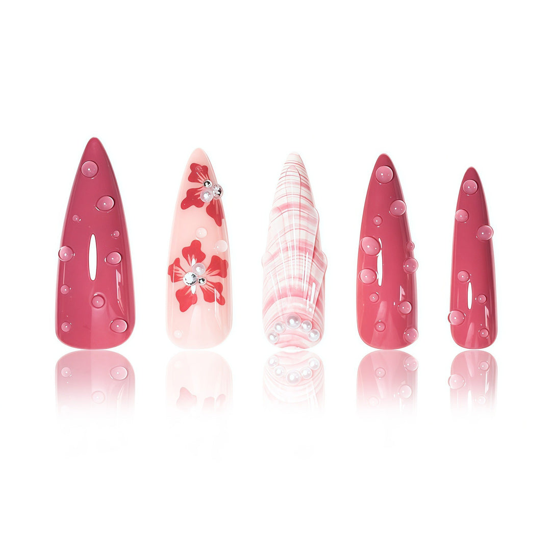 Premium Floral Stiletto Nail Enhancements Bowlift