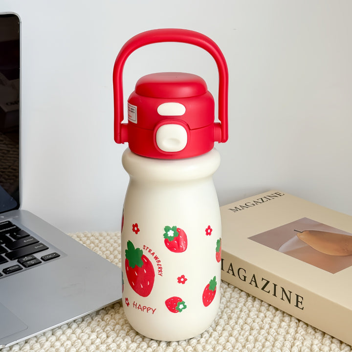 Ladies Insulated Drinking Bottle with Cheerful Strawberry Design Bowlift