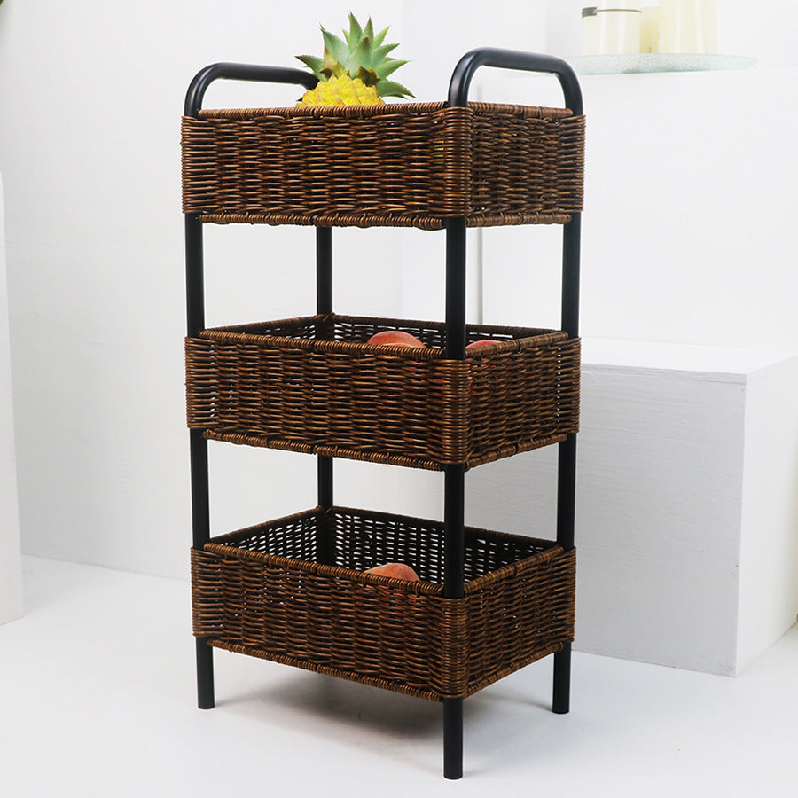 Multi-Tier Woven Storage Organizer with Metal Frame Bowlift