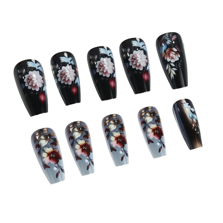 Artificial nails with floral design and luxurious finish Bowlift