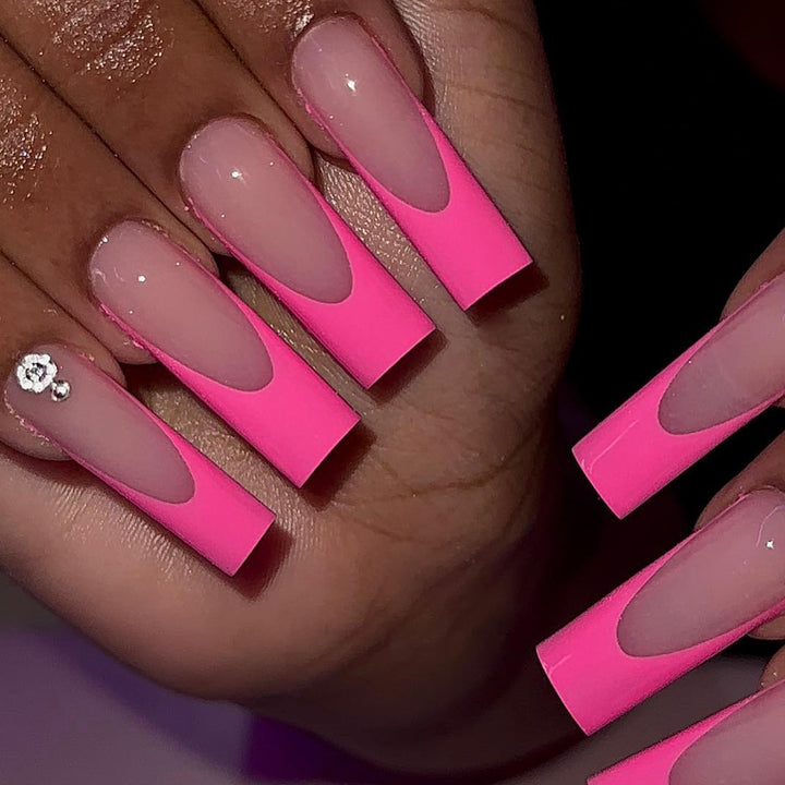 Elegant Almond-Shaped Nail Extensions with Rhinestone Accents Bowlift