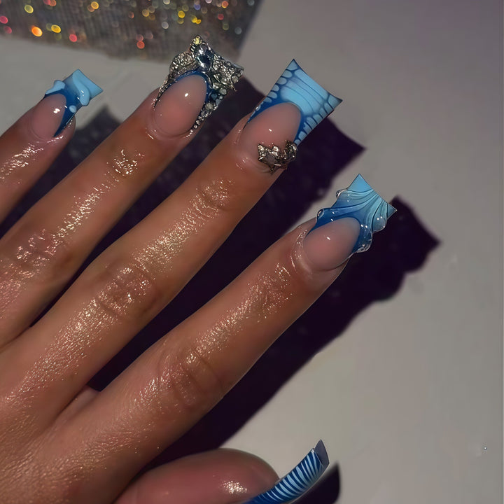 3D Decorative Ocean-Inspired Press-On Nail Art Bowlift