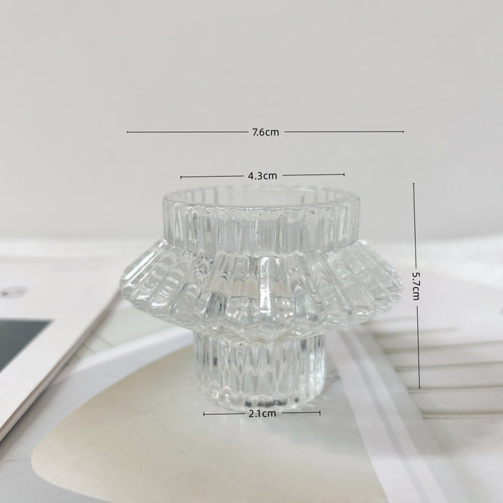 Ribbed Textured Glass Tealight Candle Holder with Flared Collar Bowlift