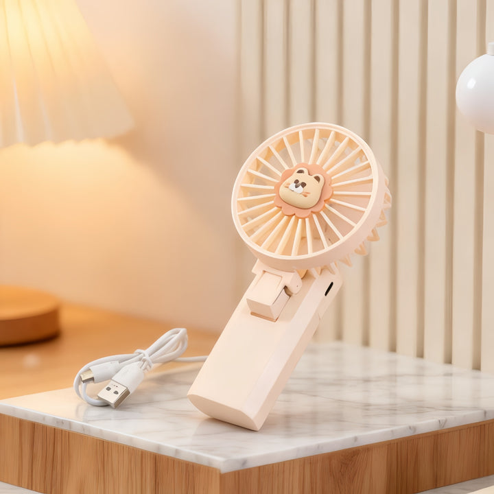 Portable ladies hand fan in cute lion design Bowlift
