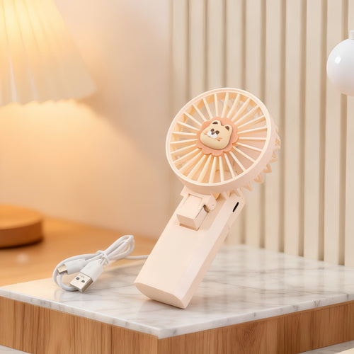 Portable ladies hand fan in cute lion design Bowlift