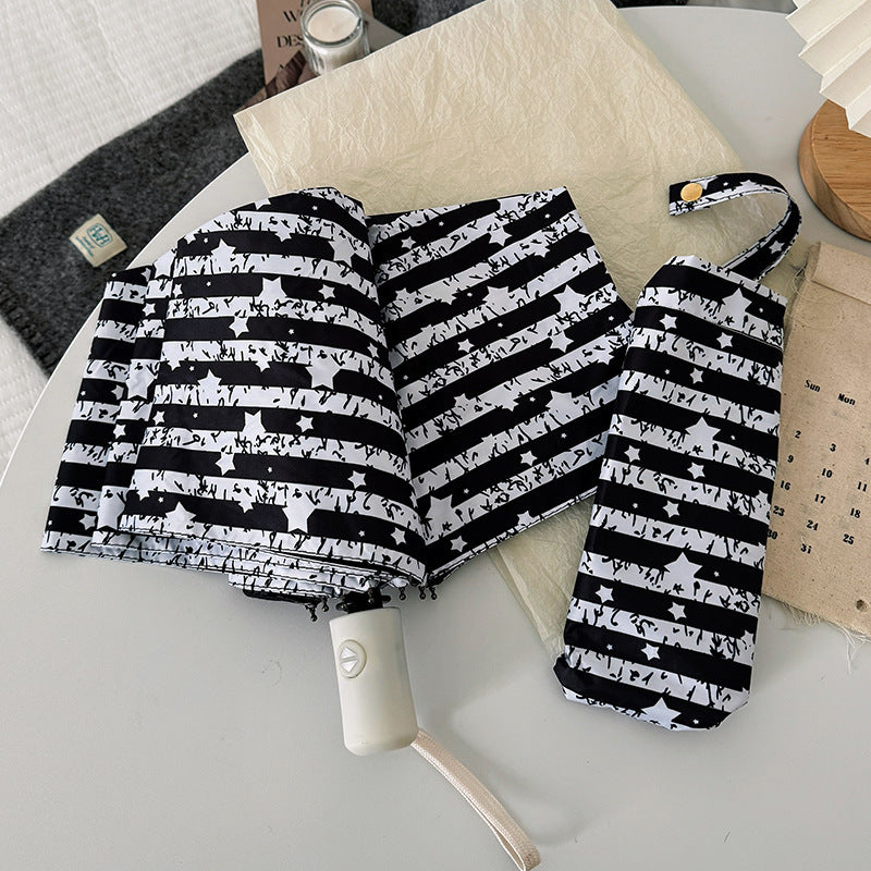 Women Foldable Umbrella with Stylish Stripe Pattern Bowlift