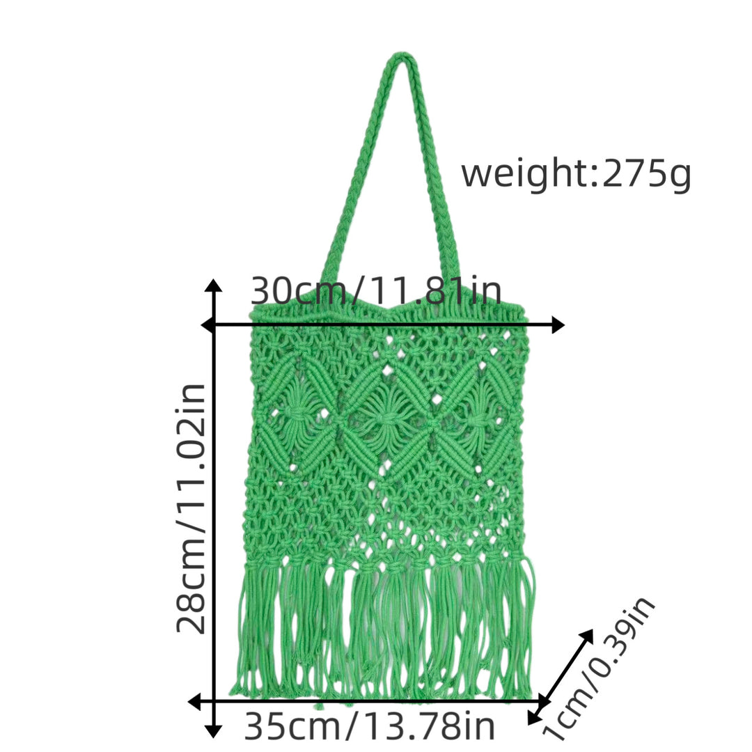 Macrame shoulder bag with fringed design Bowlift