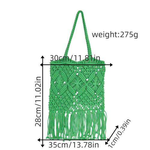 Macrame shoulder bag with fringed design Bowlift