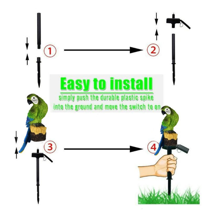 Garden Eagle Owl Parrot Statue LED Solar Light Outdoor Waterproof Lawn Lamp | Bowlift