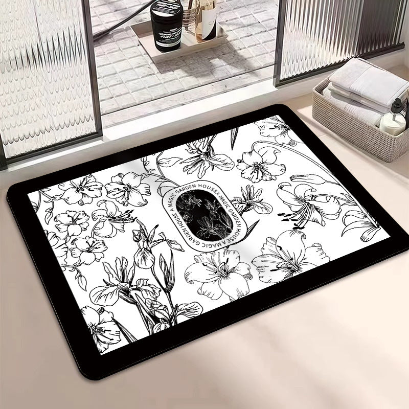 Floral Print Bath Mat Bowlift
