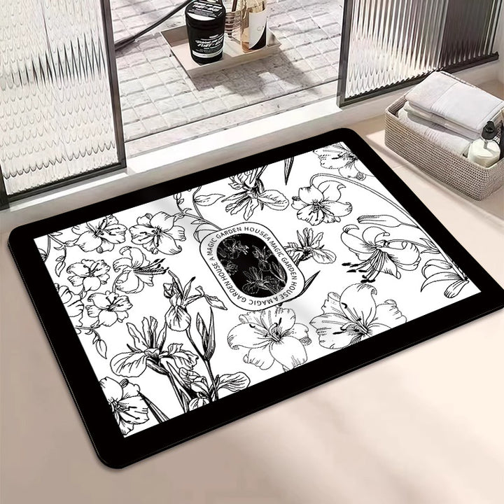Floral Print Bath Mat Bowlift