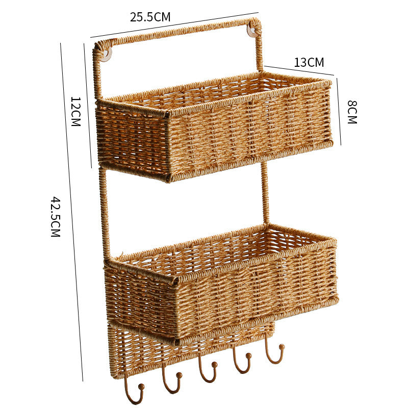 Double-Tier Woven Storage Basket with Handle Bowlift