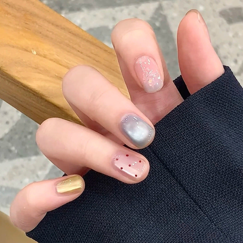 Artistic Press-On Nail Set with Glitter and Gradient Designs Bowlift