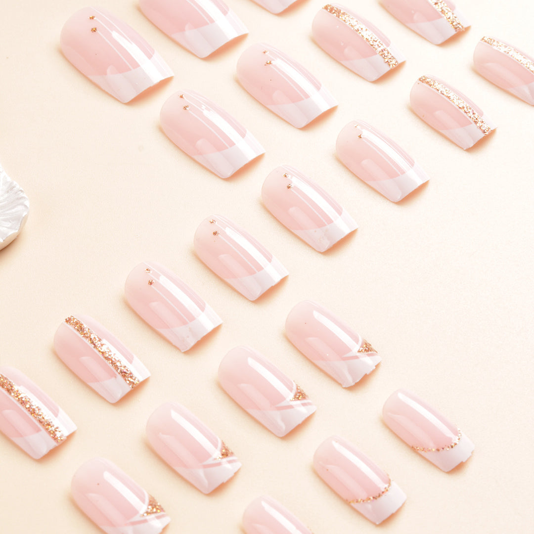 Elegant French Tip Press-On Nail Art Set Bowlift
