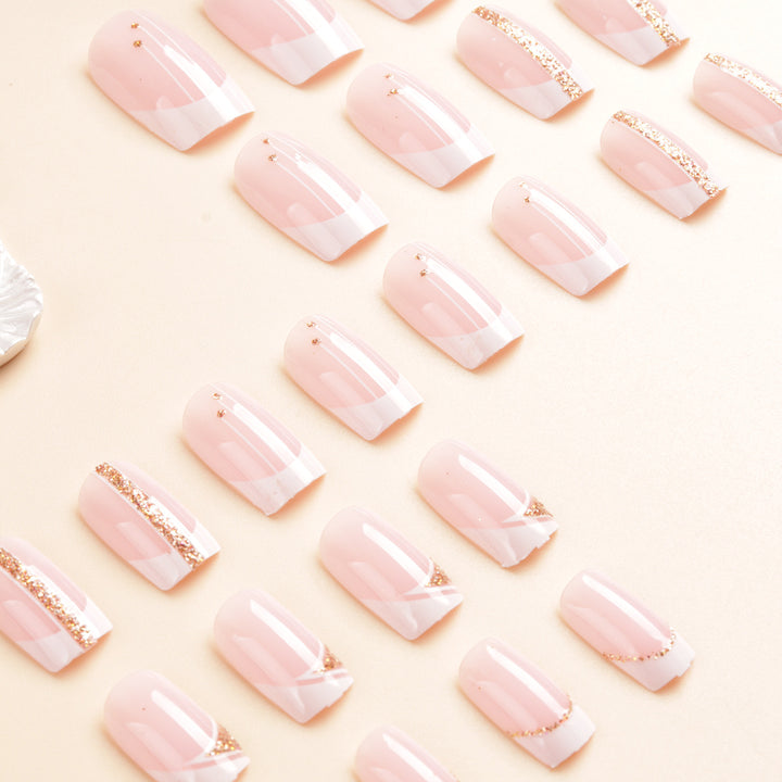Elegant French Tip Press-On Nail Art Set Bowlift
