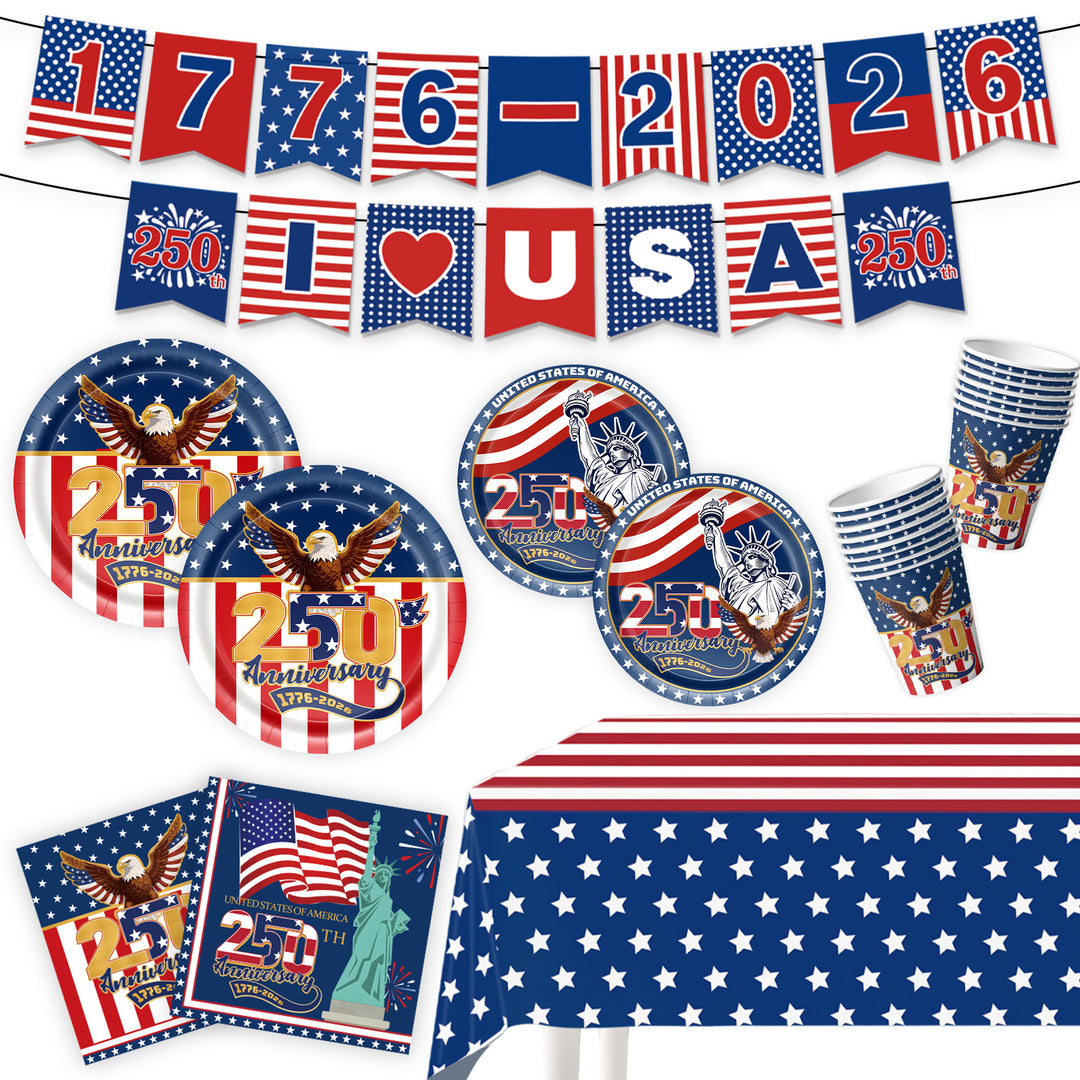 Unisex decorative paper napkins set anniversary motif USA square disposable Bowlift
