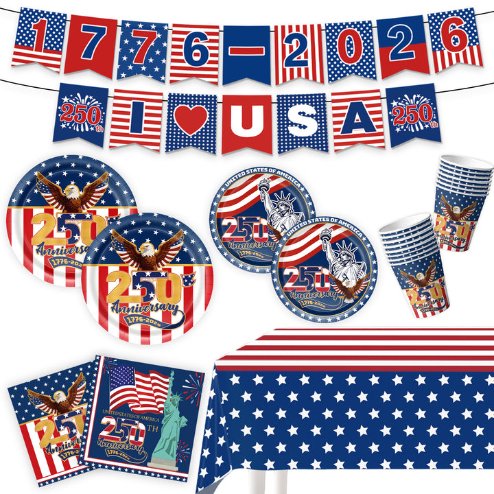 Unisex decorative paper napkins set anniversary motif USA square disposable Bowlift