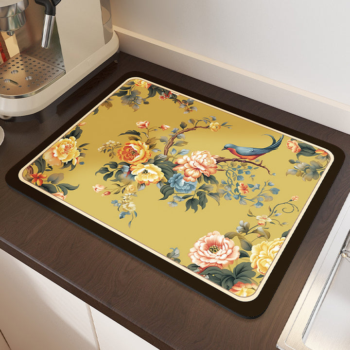 Vintage Floral Design Kitchen Comfort Mat Bowlift