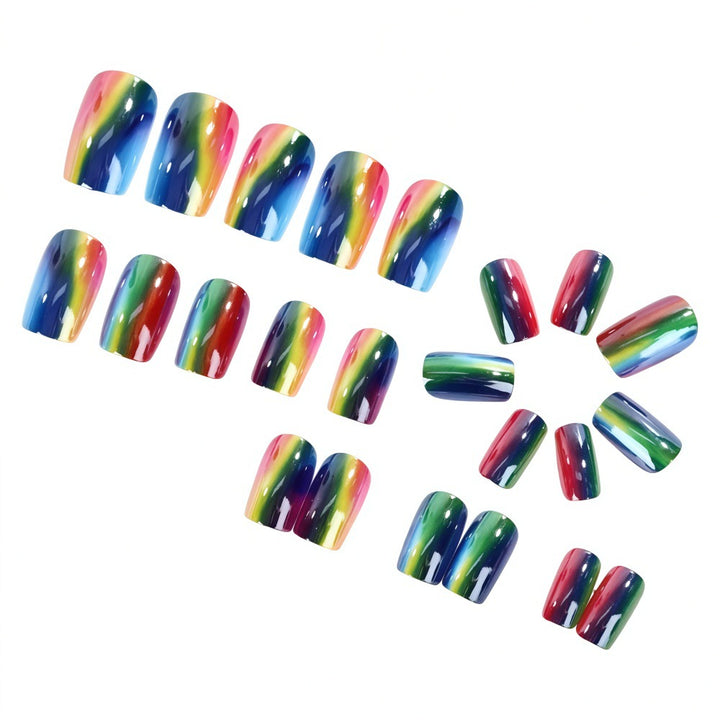 Colorful artificial nails in rainbow design Bowlift
