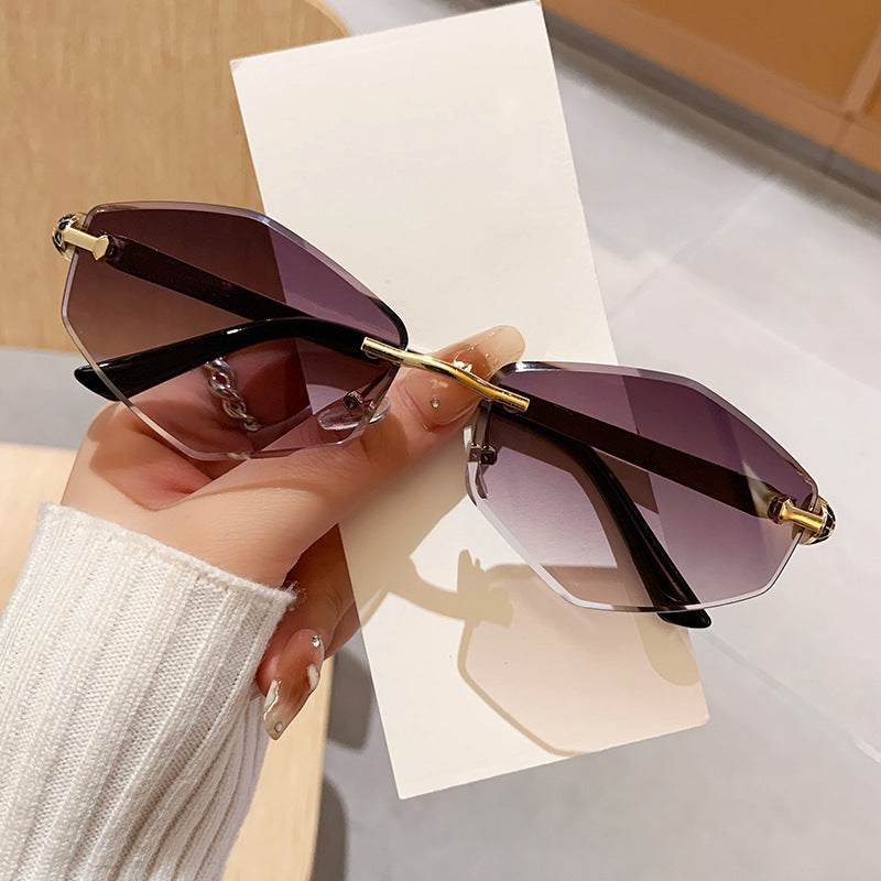Women's Designer Sunglasses with Hexagonal Frame and Gold Accents Bowlift