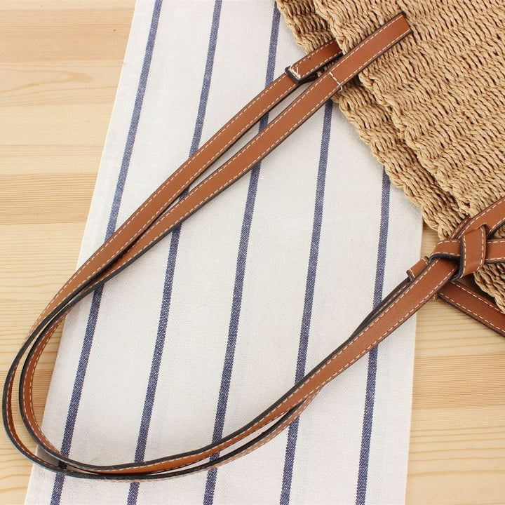 Natural raffia tote bag with elegant leather detail Bowlift