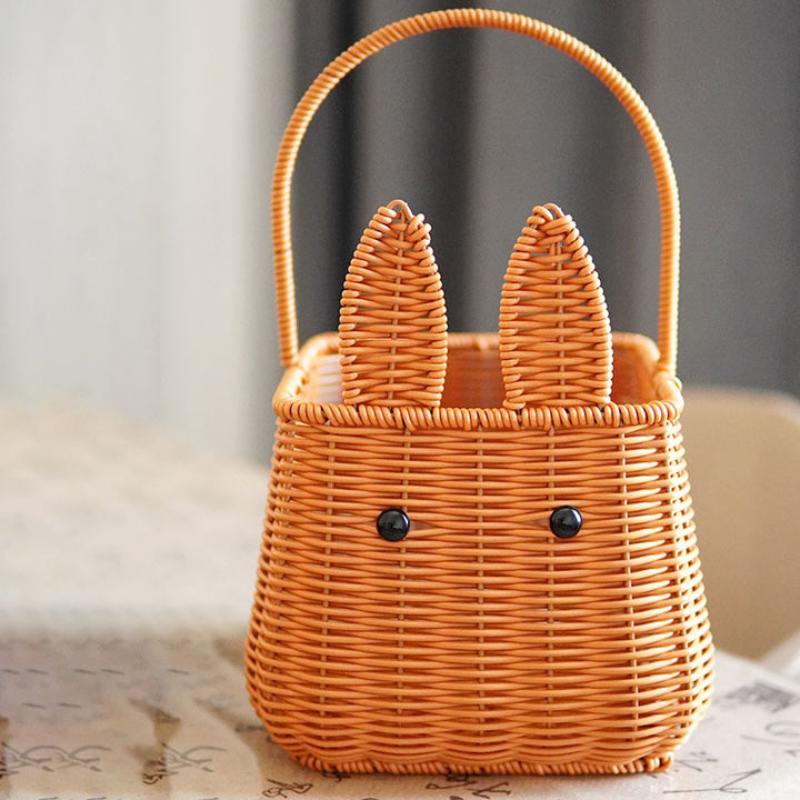 Cute Rabbit Ears Woven Storage Basket Bowlift