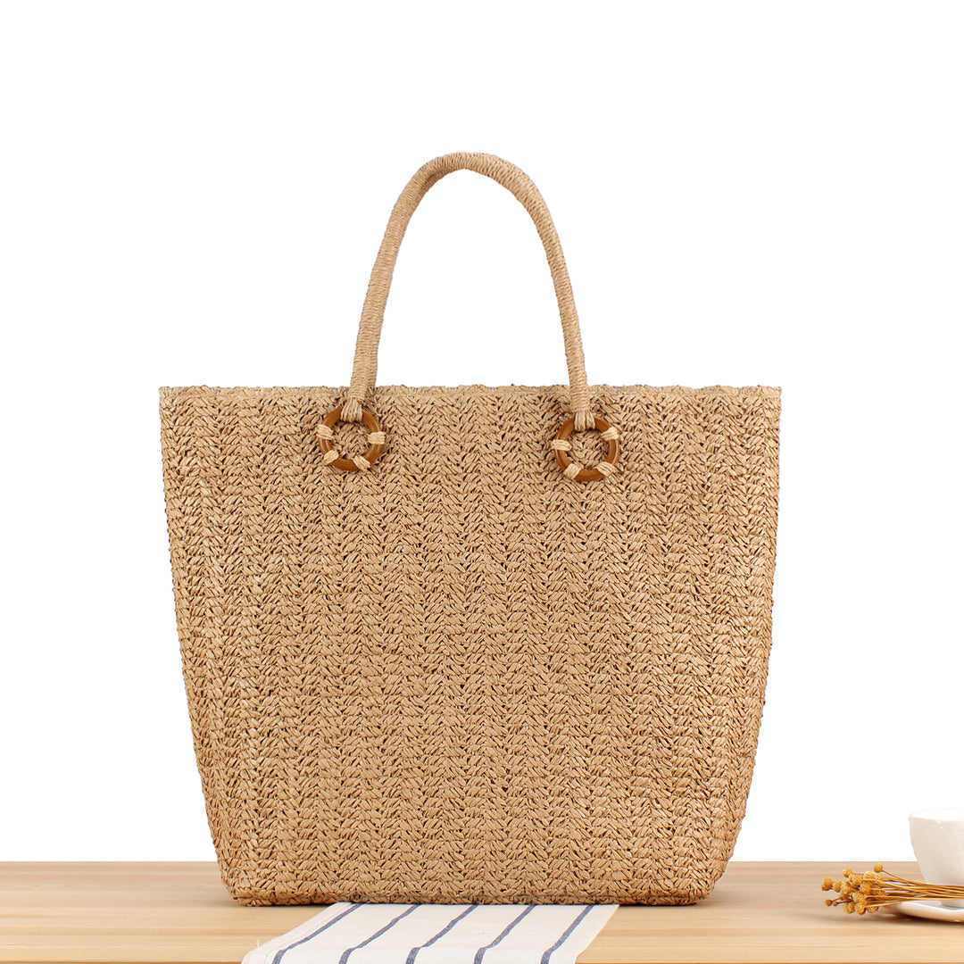 Braided beach bag with wood details Bowlift