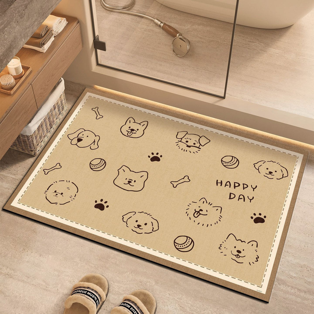 Cute Cartoon Dog-Themed Bath Mat