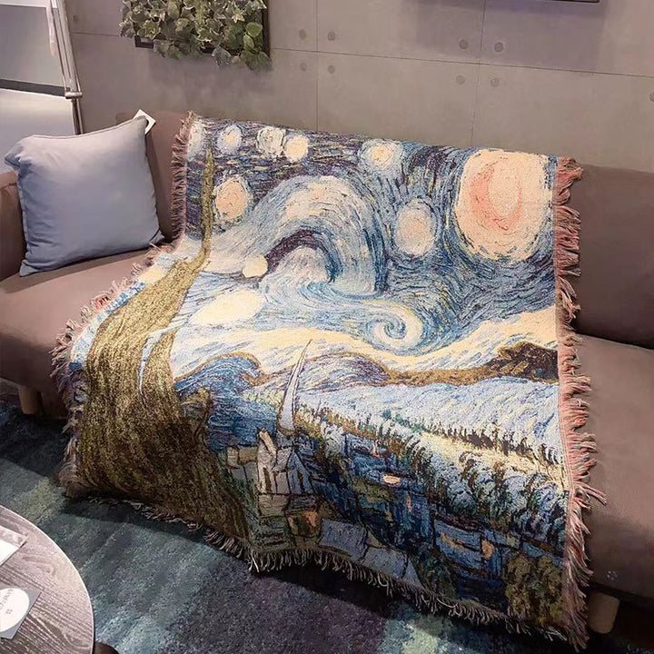 Starry Night Woven Tapestry Throw Blanket