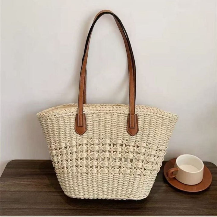 Braided tote bag with leather accents Bowlift