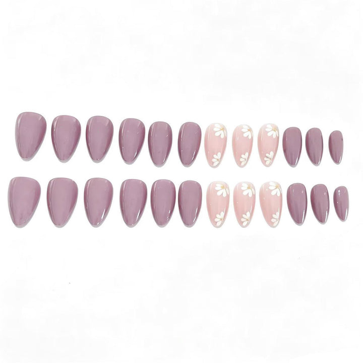 Elegant Floral Press-On Nail Tips Bowlift