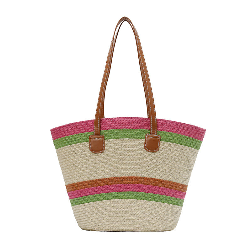 WoColorful Straw Beach Tote Bag Bowlift