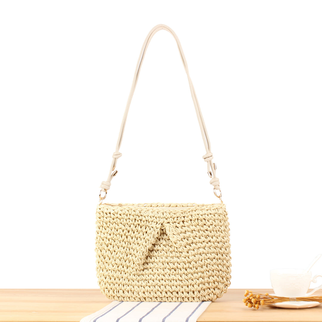 Handbag Made of Woven Natural Material with Adjustable Strap Bowlift