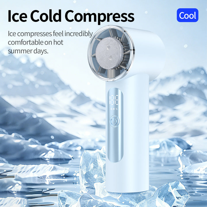 Unisex nan handheld cooling fan with ice cartridge and LED display Bowlift