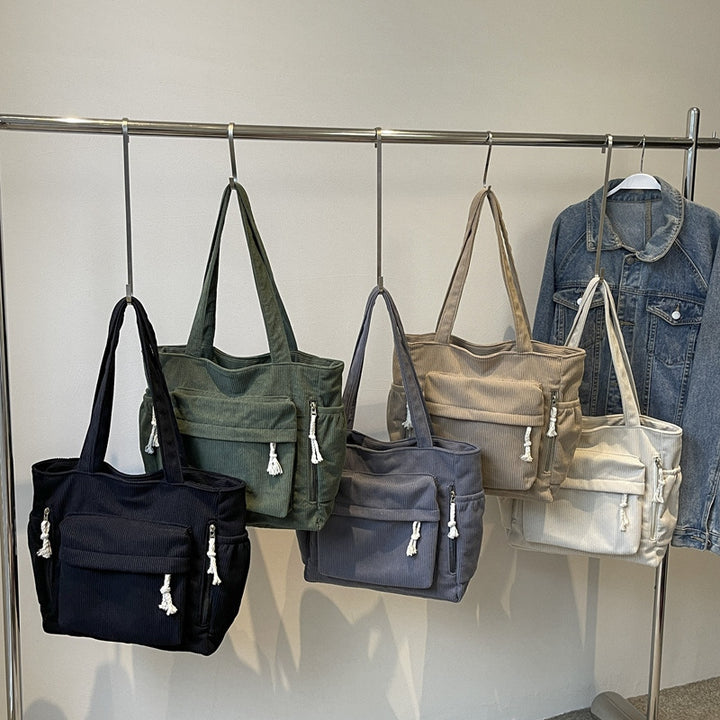 Textured Multi-Pocket Tote Bag Bowlift
