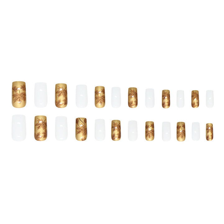 Luxury Metallic Leaf Design Press-On Nail Tips Bowlift