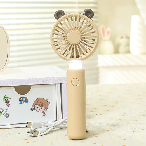 Women Portable Mini Handheld Fan with Light Function Bowlift
