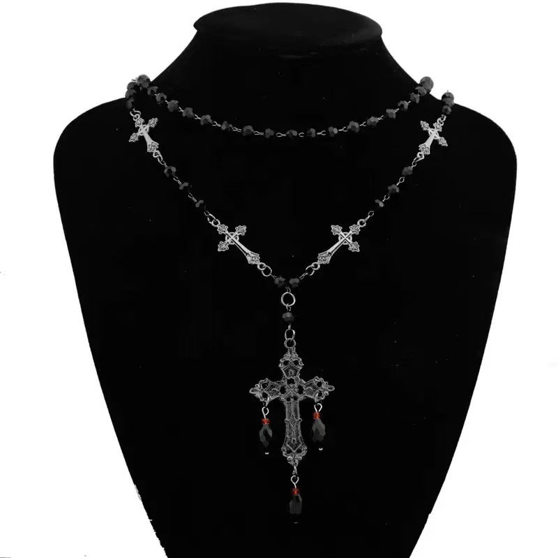 Long Beaded Cross Necklace Bowlift