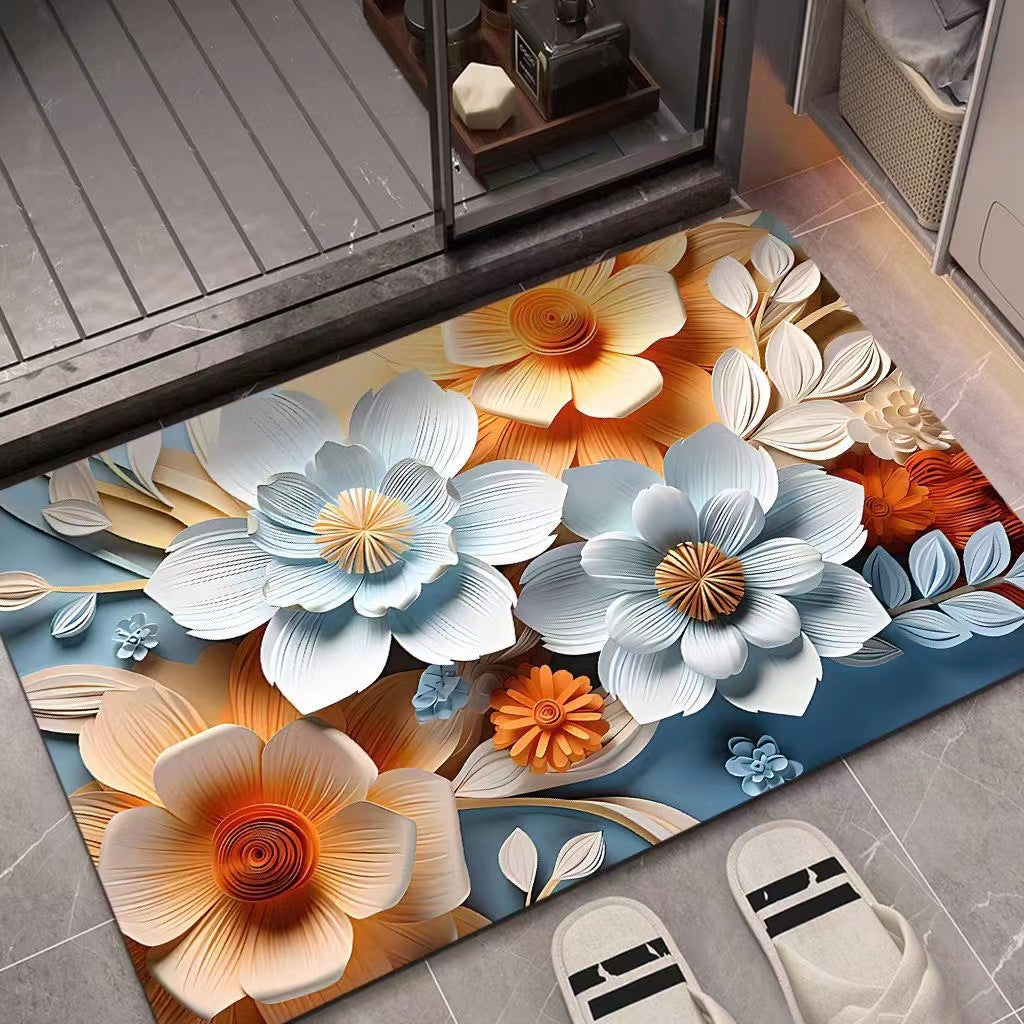 Flower Pattern Soft Indoor Mat Bowlift