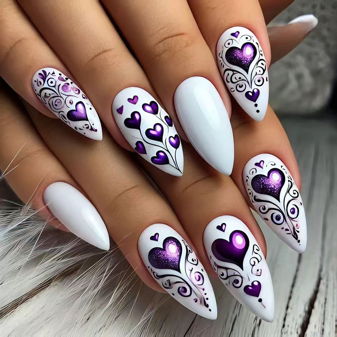 Artistic Heart-Design Nail Art Bowlift