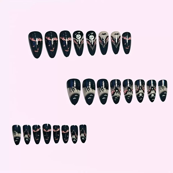 Halloween Artificial Nail Set with creepy bat designs Bowlift