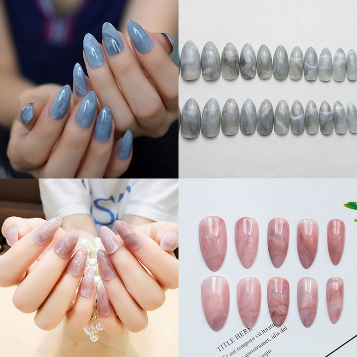 Elegant Marble Effect Press-On Nail Tips Bowlift