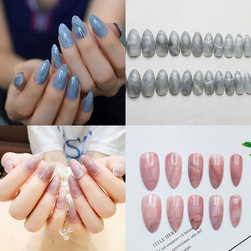 Elegant Marble Effect Press-On Nail Tips Bowlift