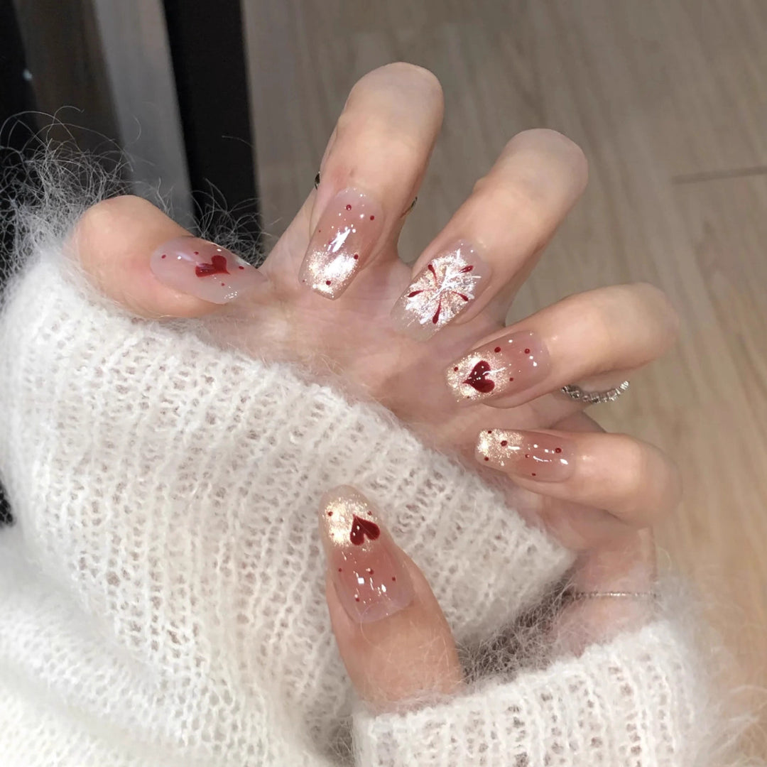 Artificial nails in romantic heart and star design Bowlift