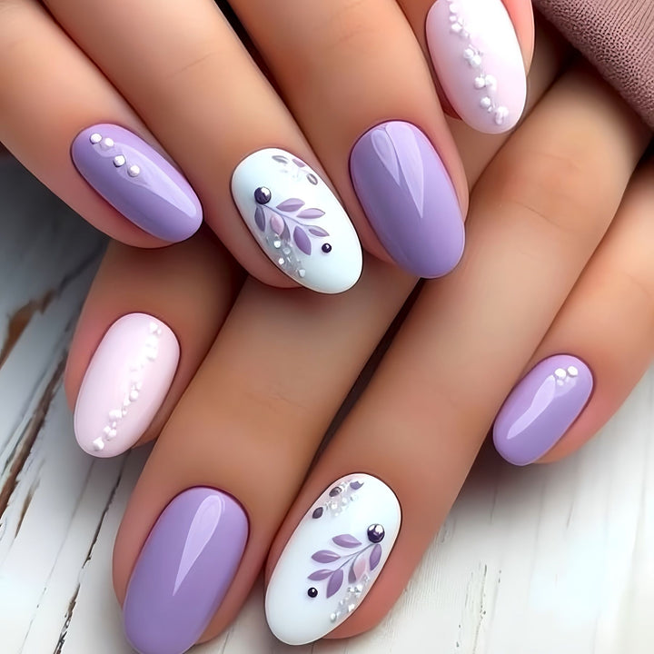 Elegant Floral Design Press-On Nails Bowlift