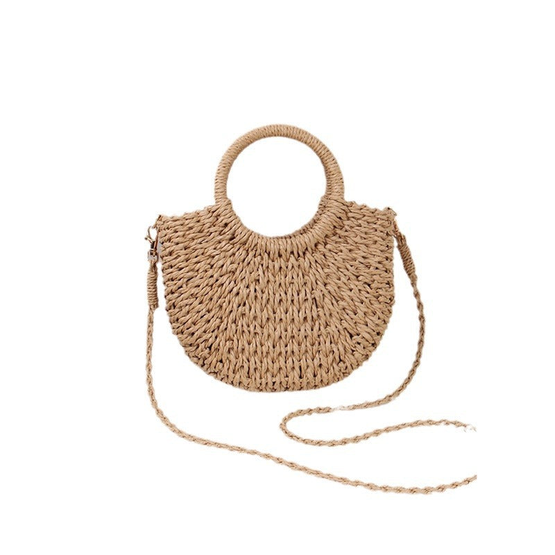 Braided Mini Handbag with Round Carrying Handles Bowlift