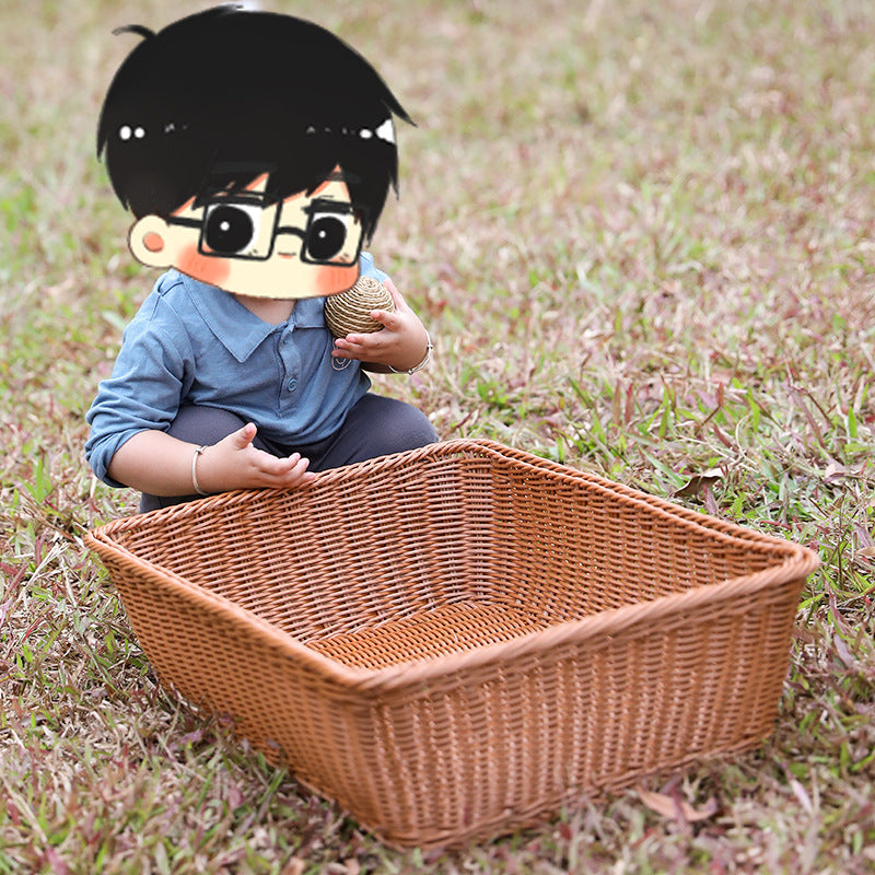 Handwoven Rustic Storage Basket with Ergonomic Design Bowlift