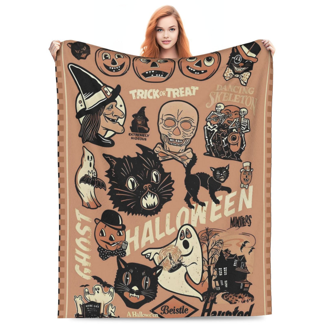 Halloween-Themed Cozy Fleece Blanket