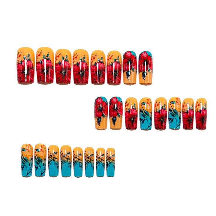 Artificial nails with floral summer design Bowlift