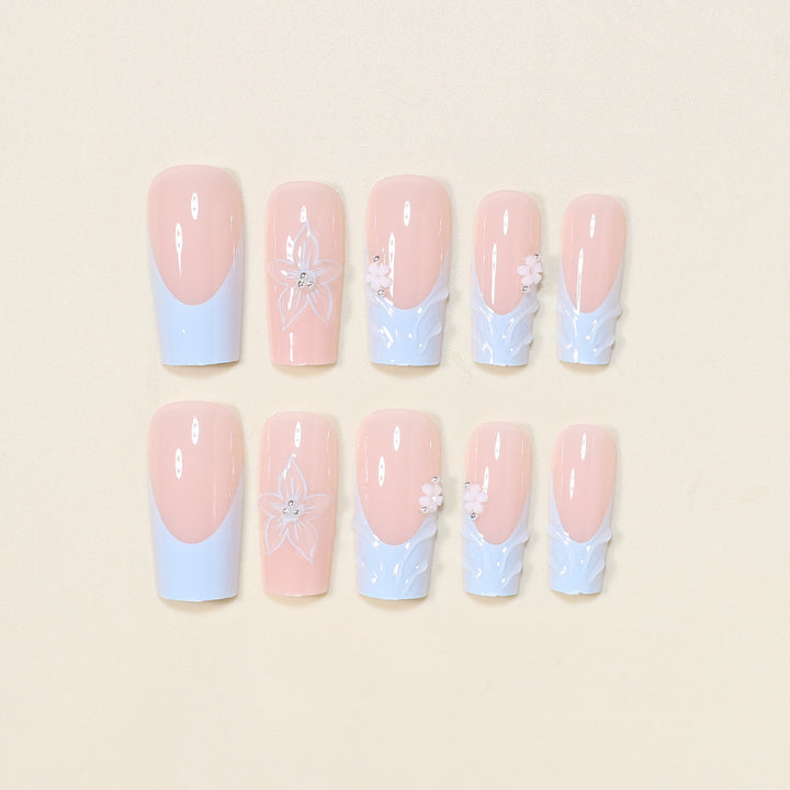 3D Floral Decorative Press-On Nail Art Bowlift